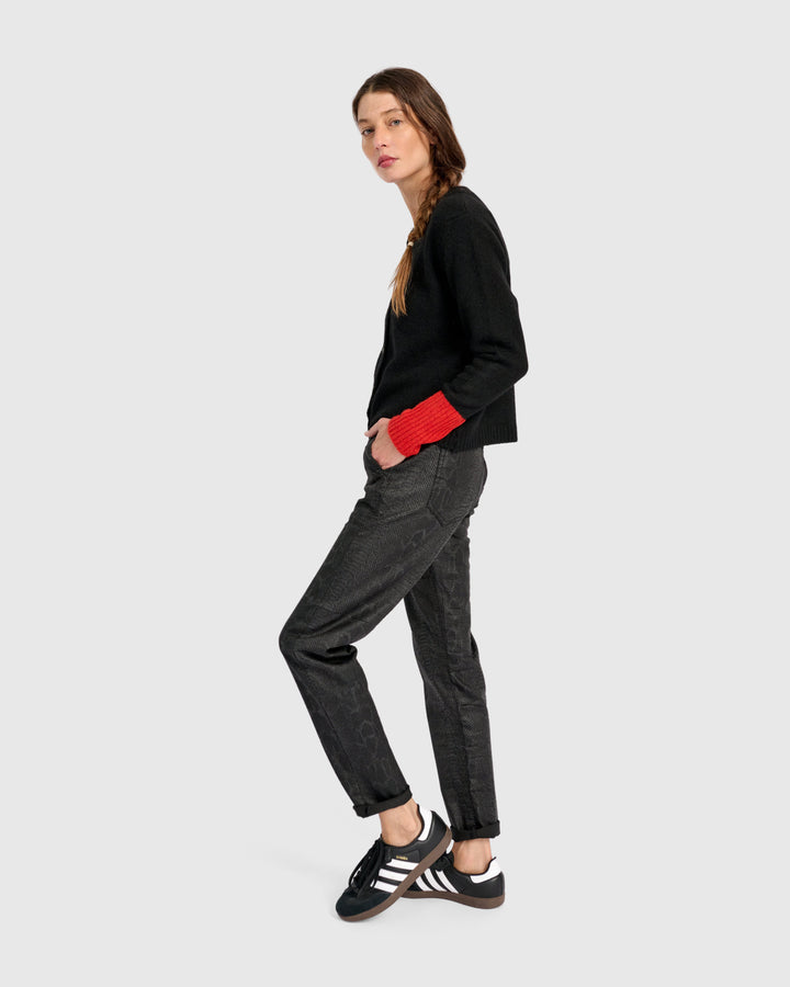 Blackbird Cardigan, Black/Vermillion