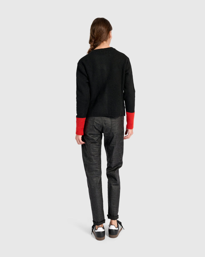 Blackbird Cardigan, Black/Vermillion