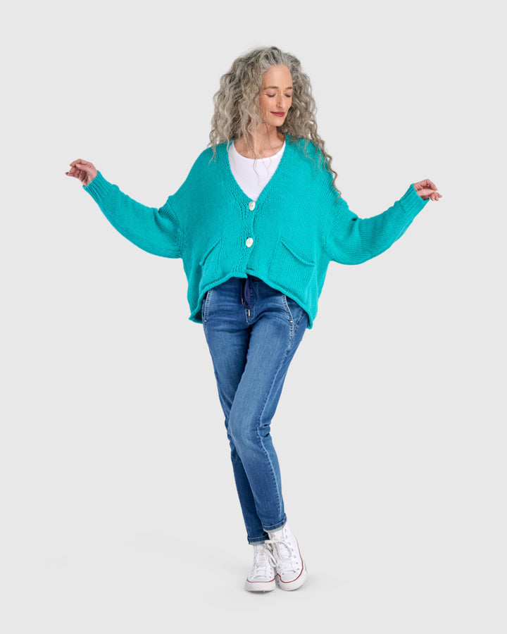 Simply Slouchy Cardigan, Turquoise