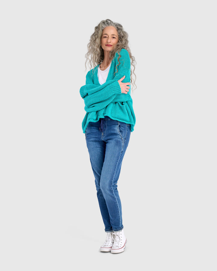 Simply Slouchy Cardigan, Turquoise