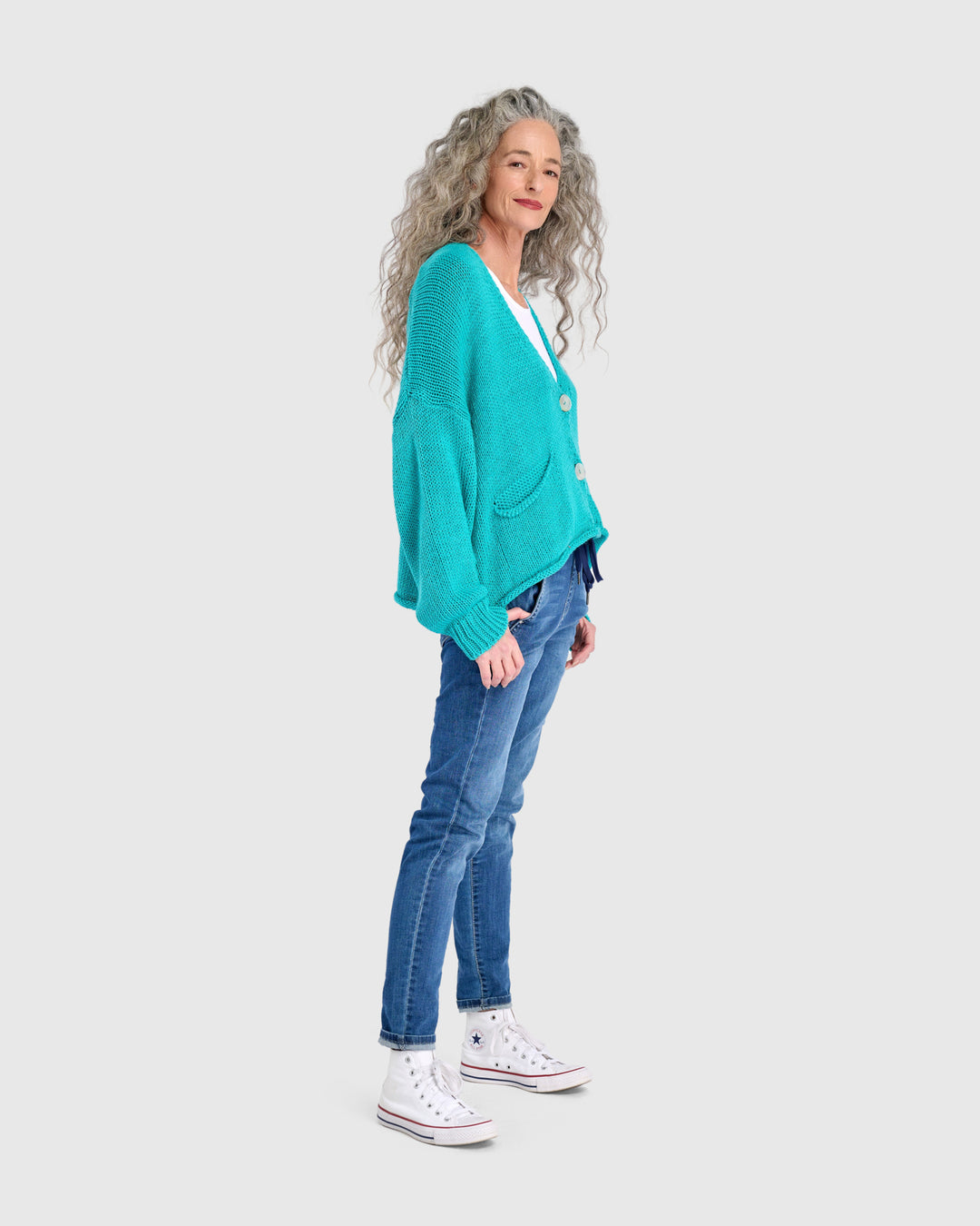 Simply Slouchy Cardigan, Turquoise