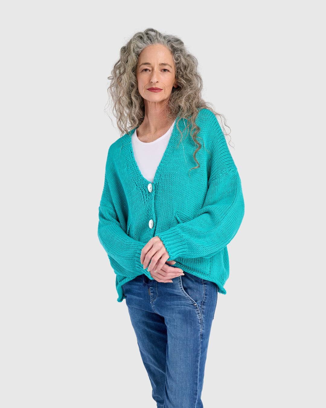Simply Slouchy Cardigan, Turquoise
