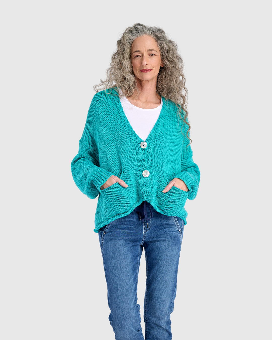 Simply Slouchy Cardigan, Turquoise
