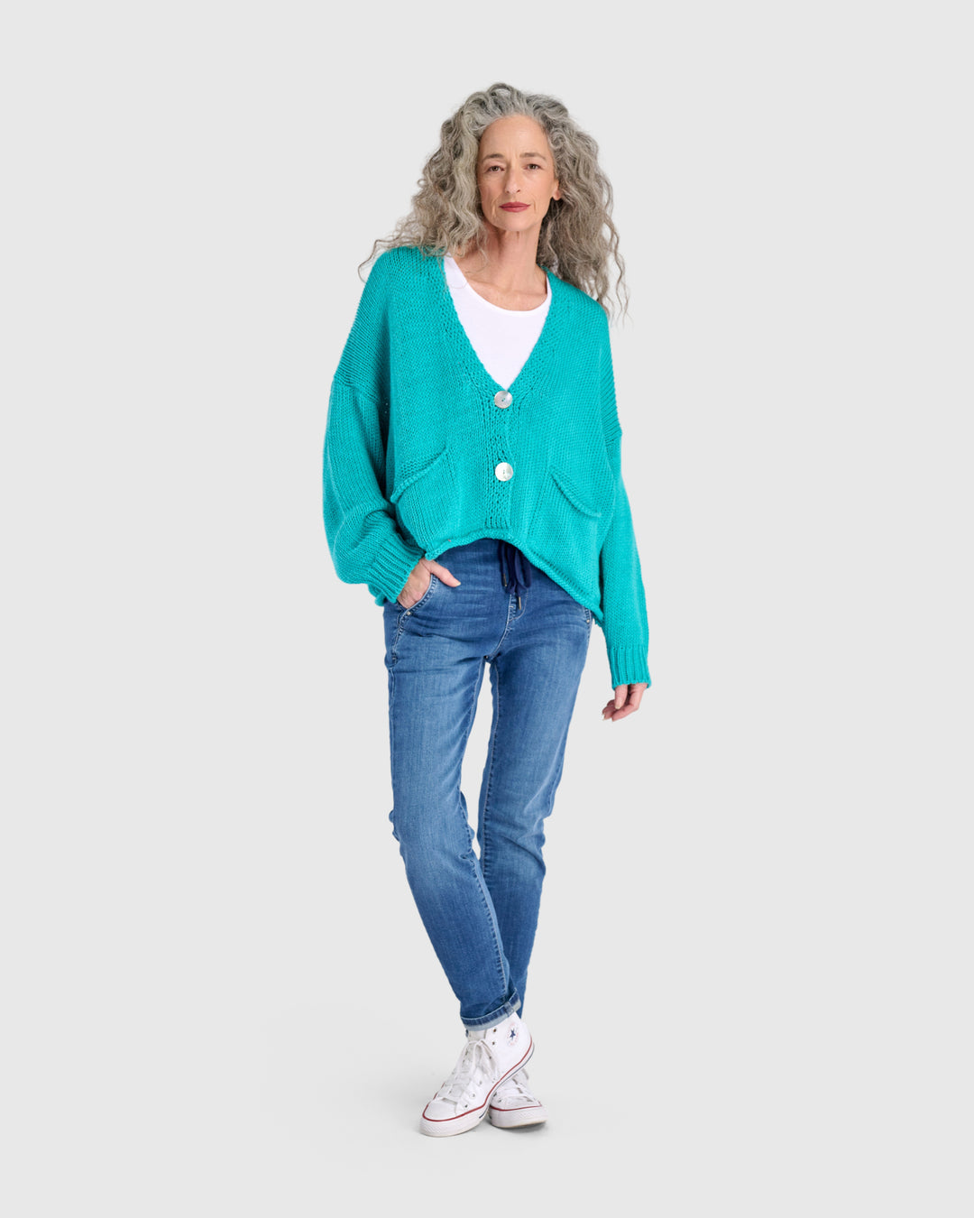 Simply Slouchy Cardigan, Turquoise