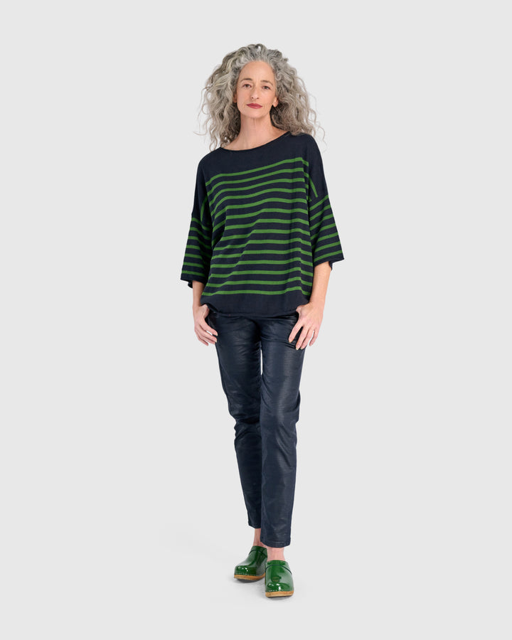 Carolina Relaxed Sweater, Navy/Green