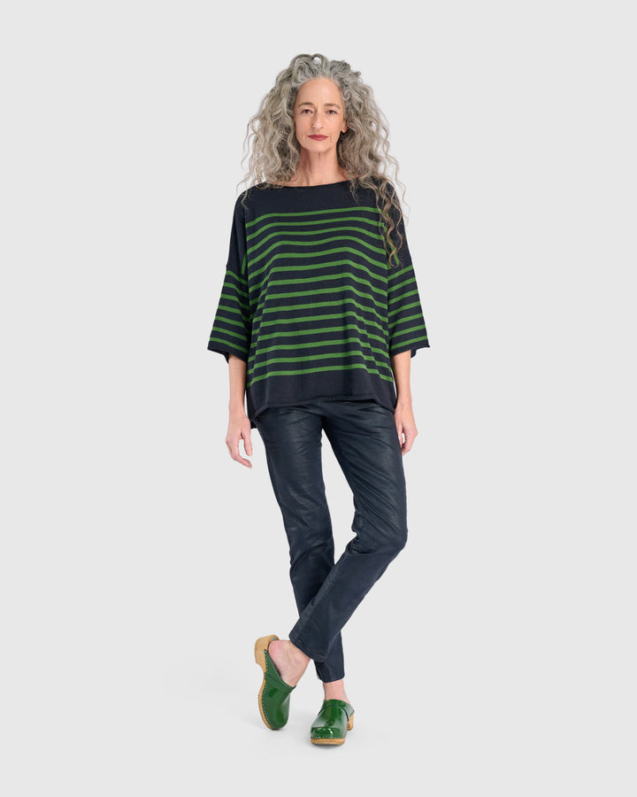 Carolina Relaxed Sweater, Navy/Green