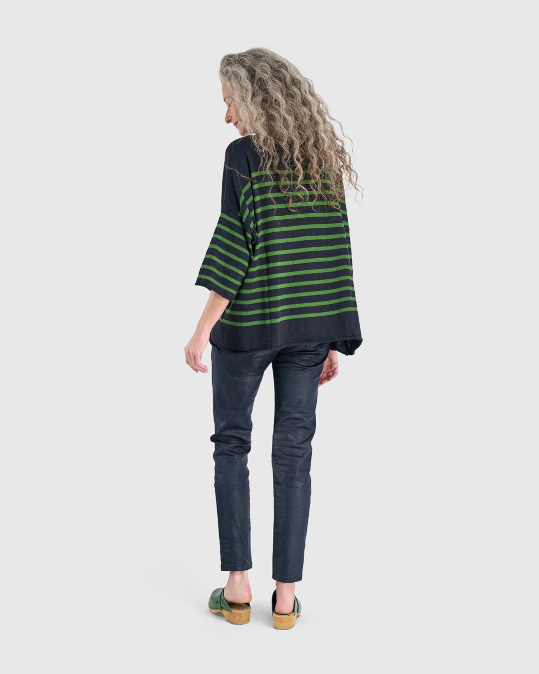 Carolina Relaxed Sweater, Navy/Green