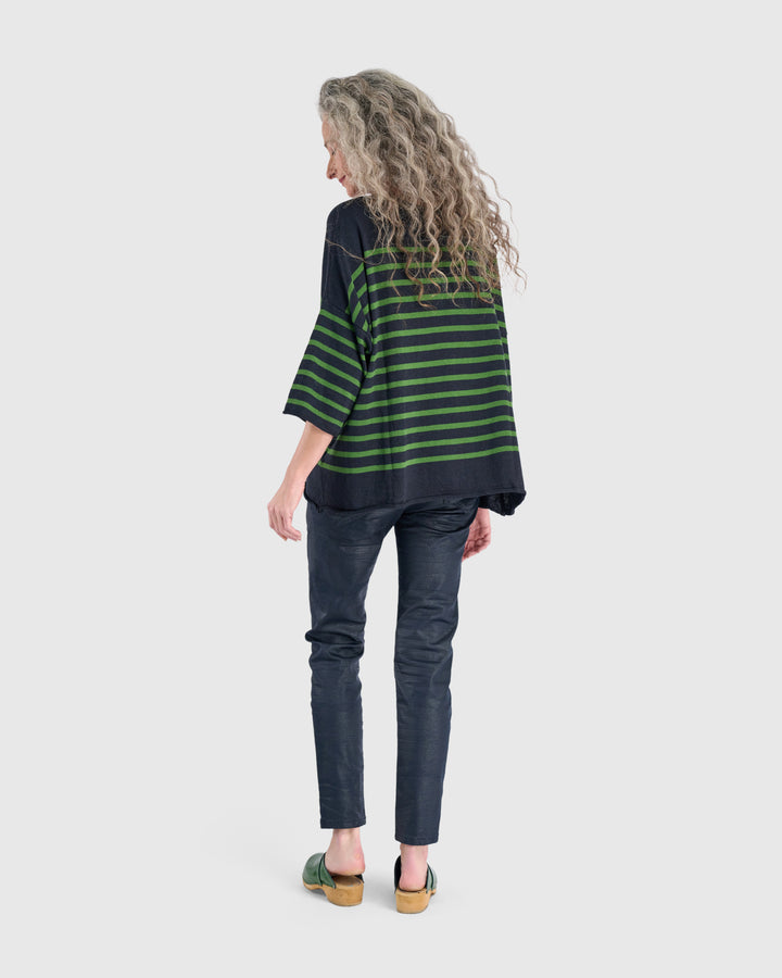 Carolina Relaxed Sweater, Navy/Green