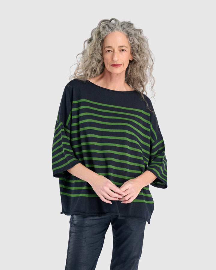 Carolina Relaxed Sweater, Navy/Green