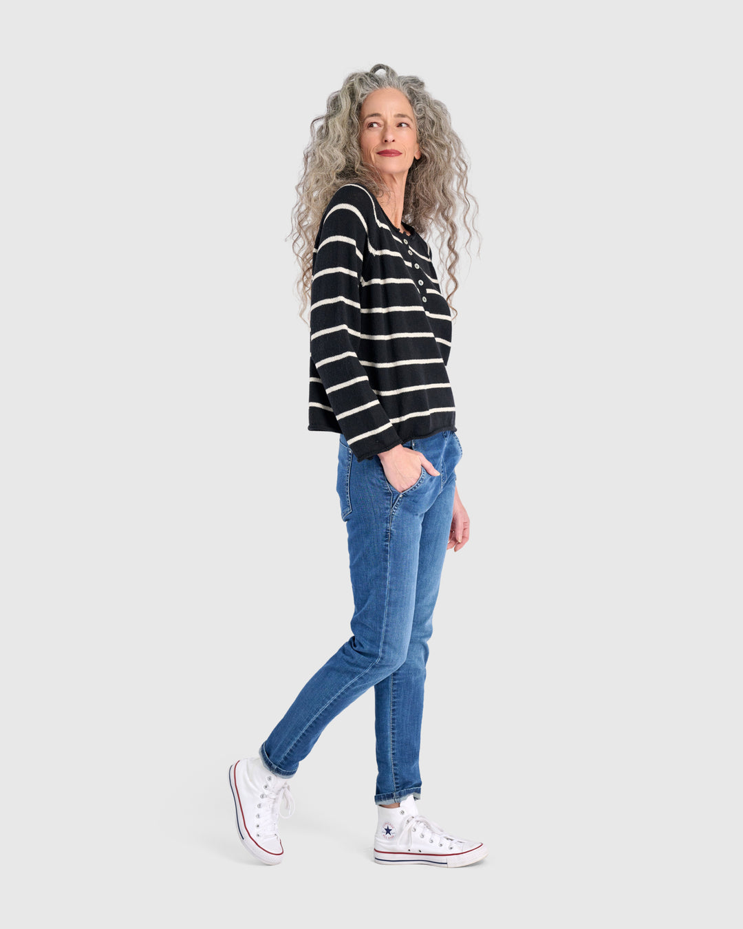 Regina Sweater, Black/White