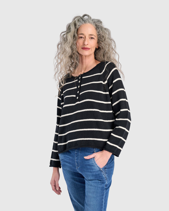 Regina Sweater, Black/White