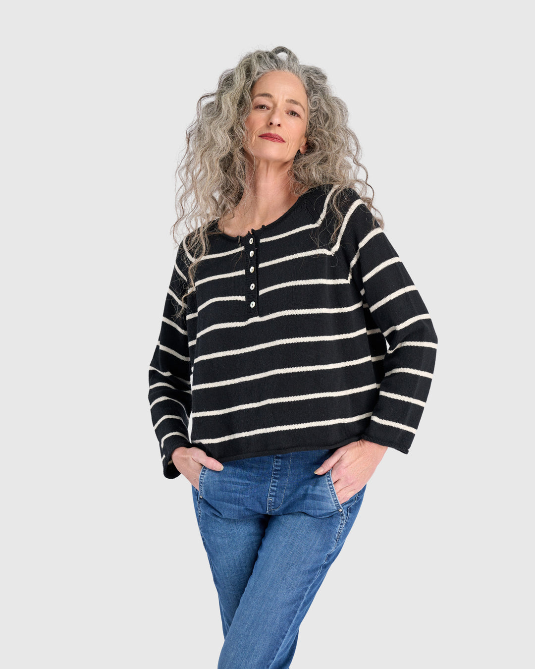 Regina Sweater, Black/White