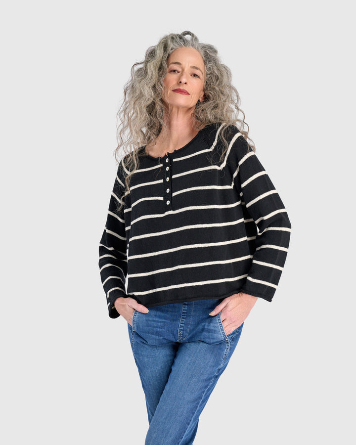 Regina Sweater, Black/White