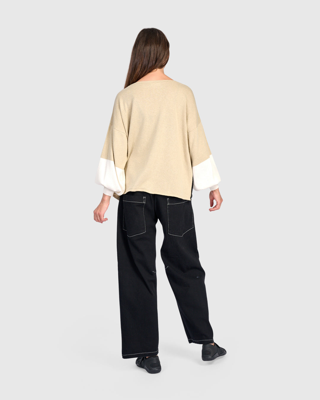 Figgy Puff Sleeve Sweater, Stone