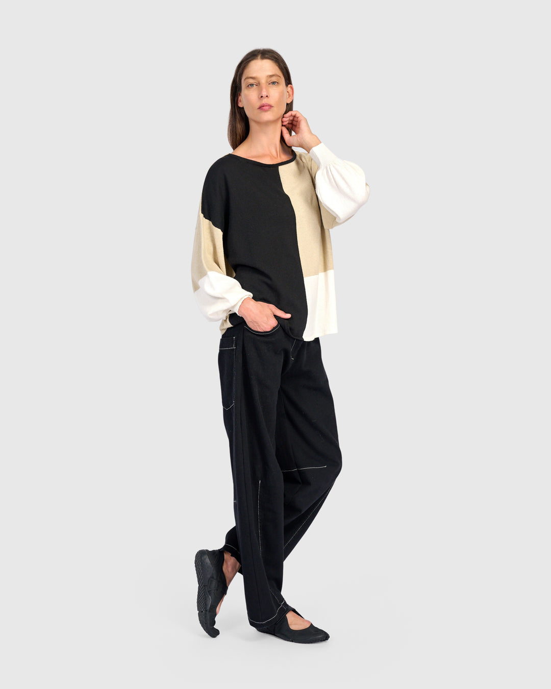 Figgy Puff Sleeve Sweater, Stone