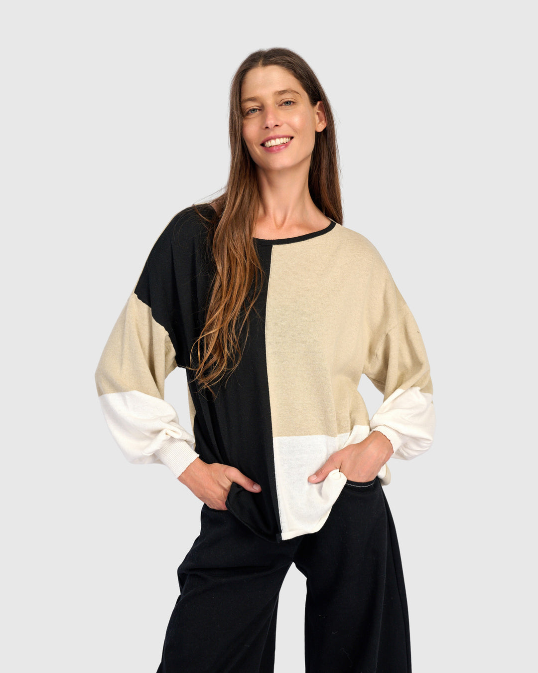 Figgy Puff Sleeve Sweater, Stone