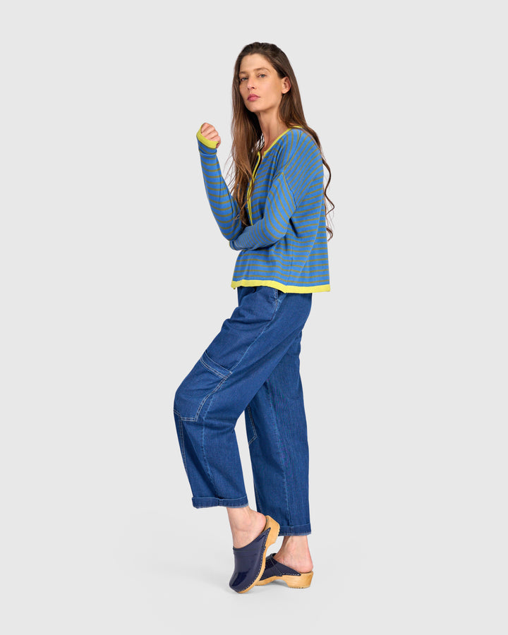 Thimble Trimmed Cardigan, Indigo
