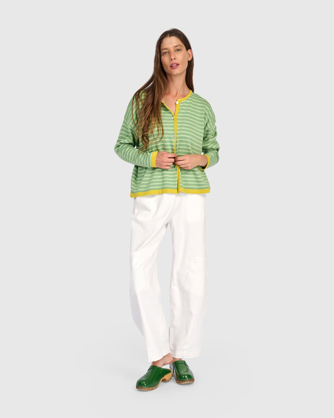Thimble Trimmed Cardigan, Pistachio
