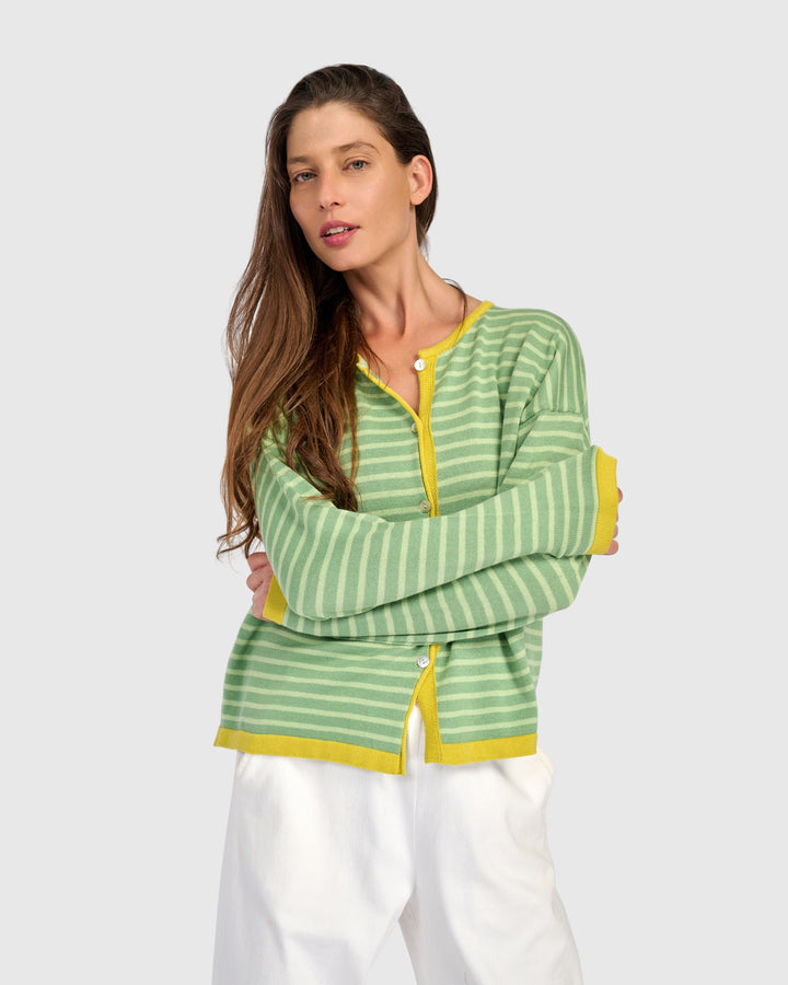 Thimble Trimmed Cardigan, Pistachio