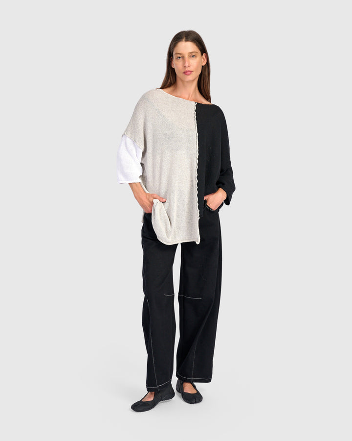 Loose Colorblock Sweater, Neutral Mix