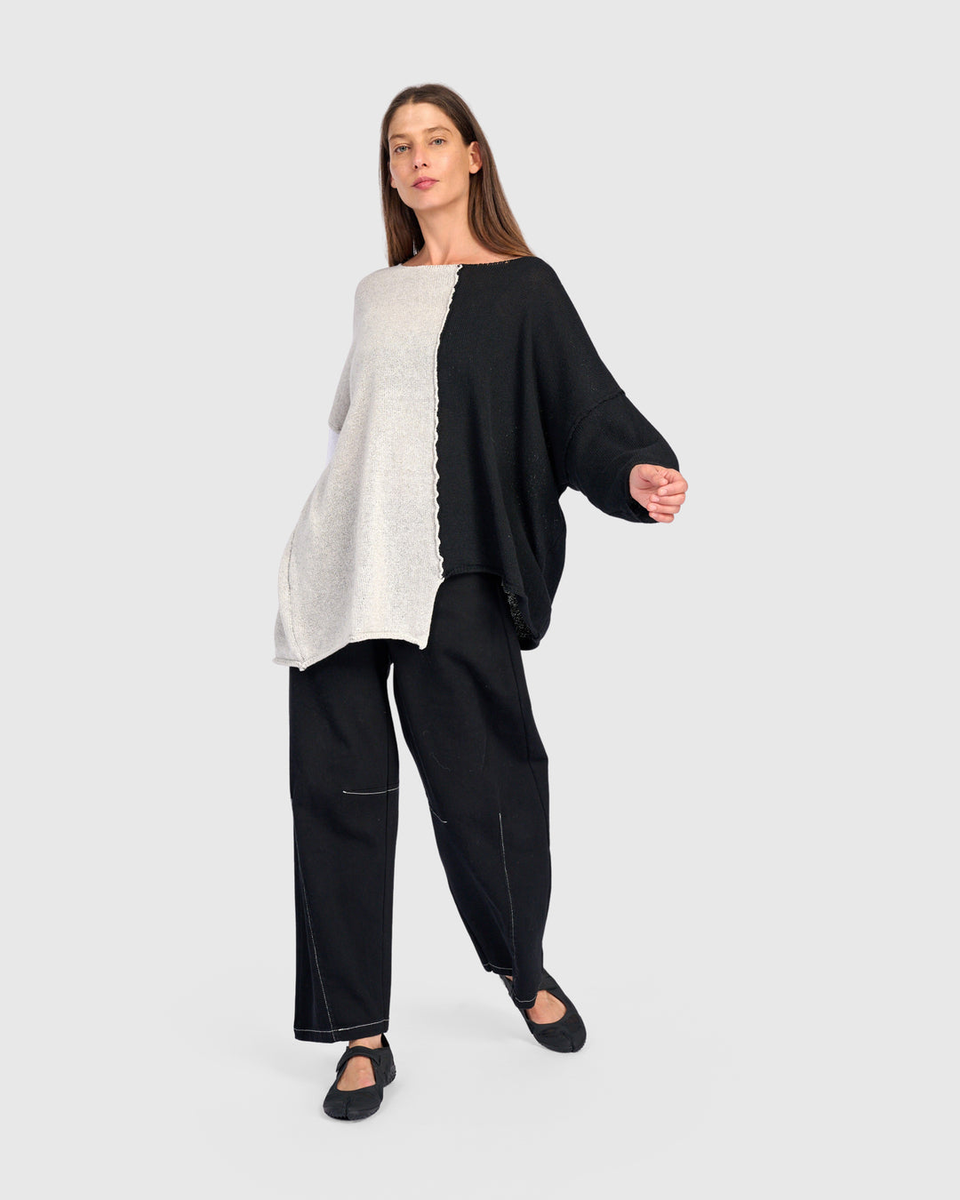 Loose Colorblock Sweater, Neutral Mix