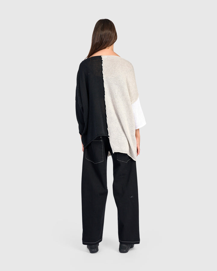 Loose Colorblock Sweater, Neutral Mix