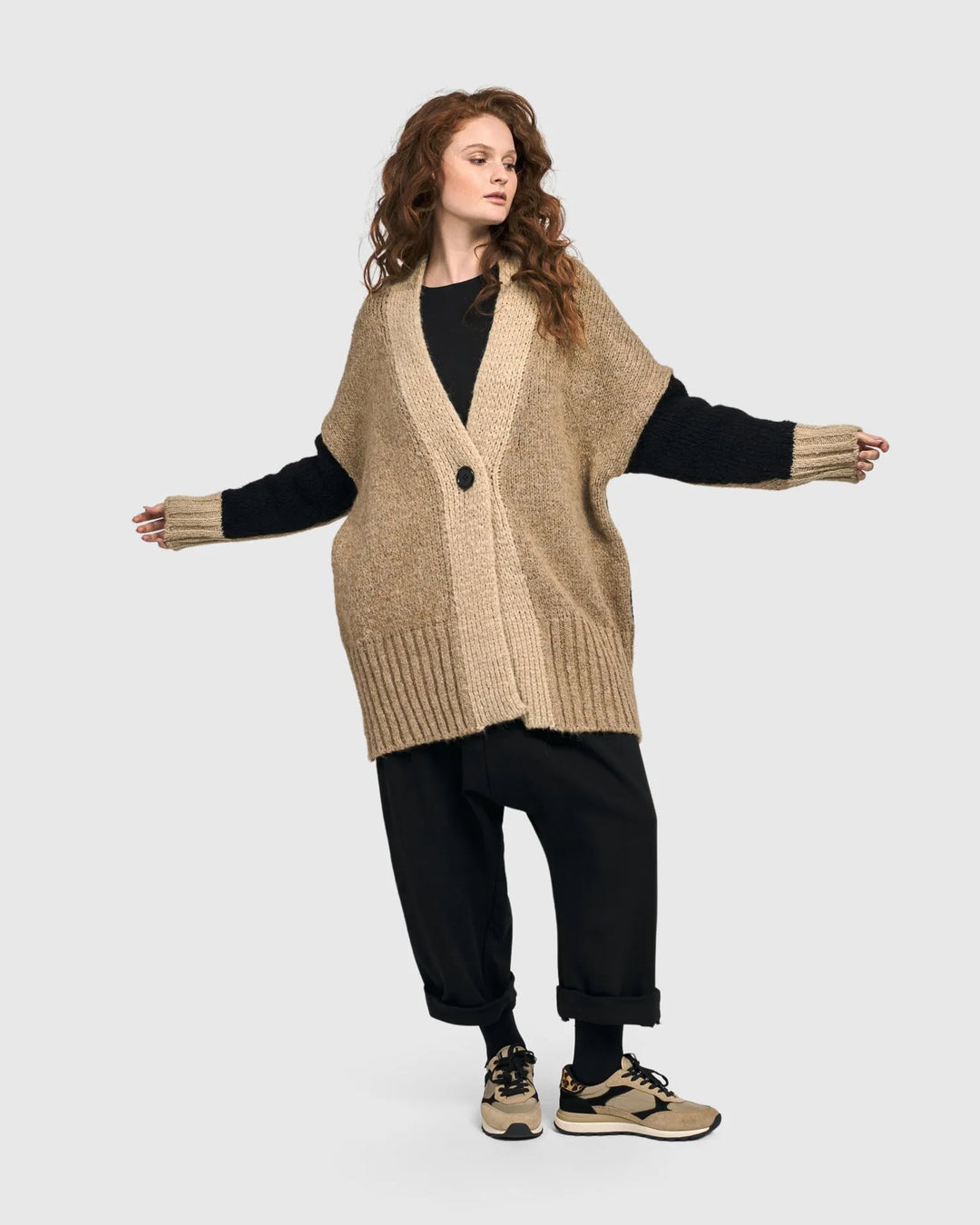 Beatnik Oversized Cardigan, Sand