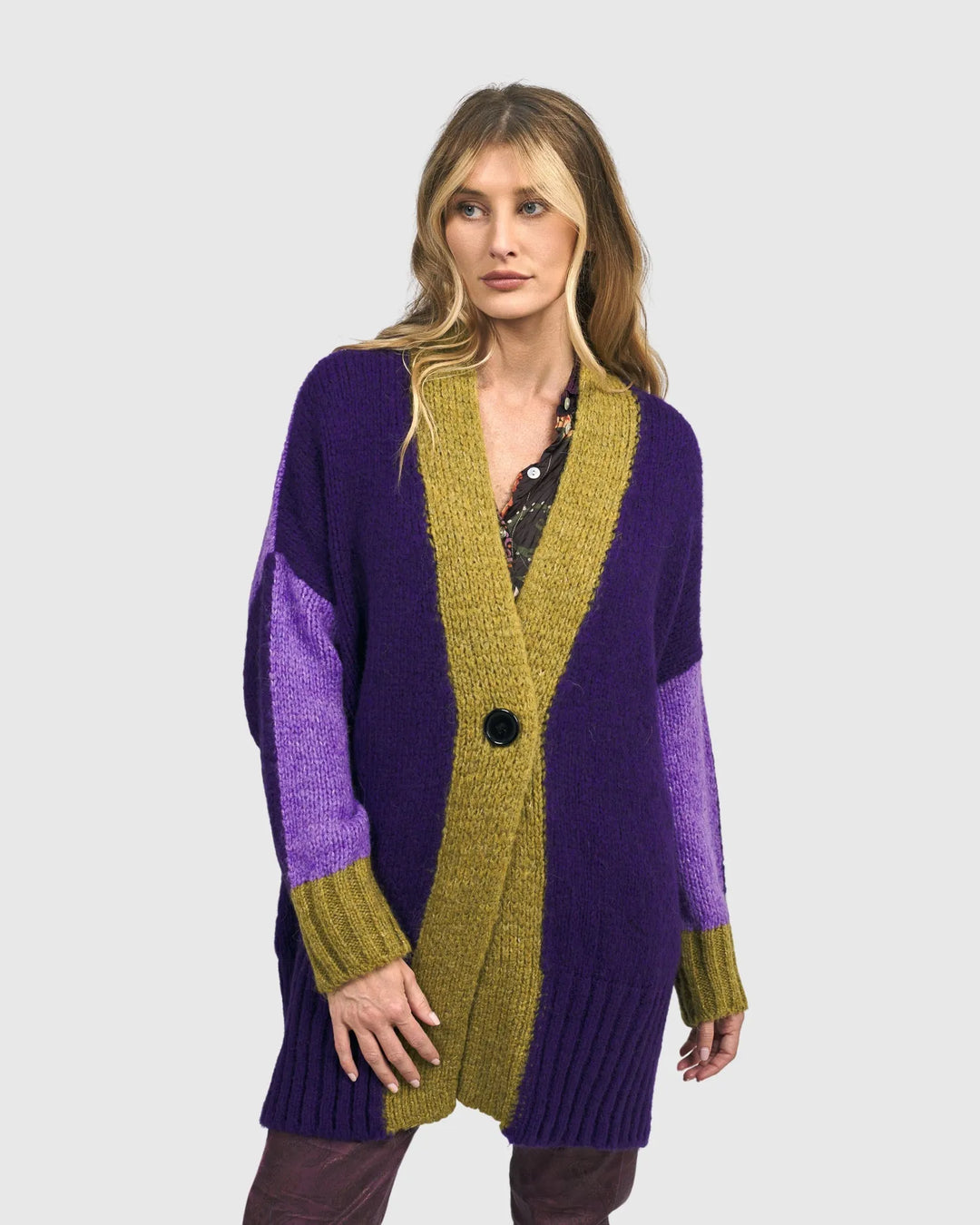 Beatnik Oversized Cardigan, Violet