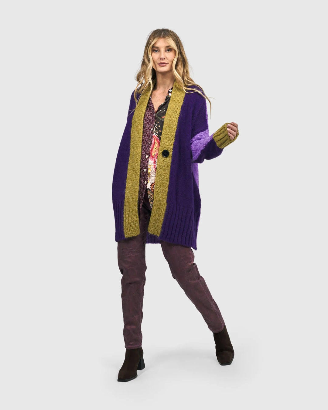 Beatnik Oversized Cardigan, Violet