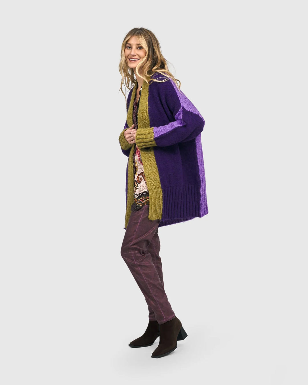 Beatnik Oversized Cardigan, Violet