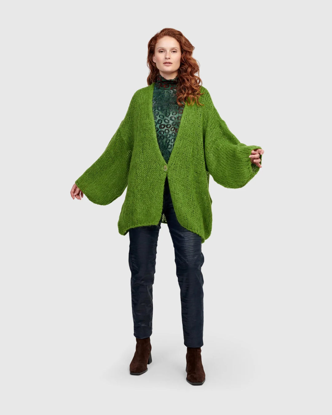 Edith Knit Cardigan, Green