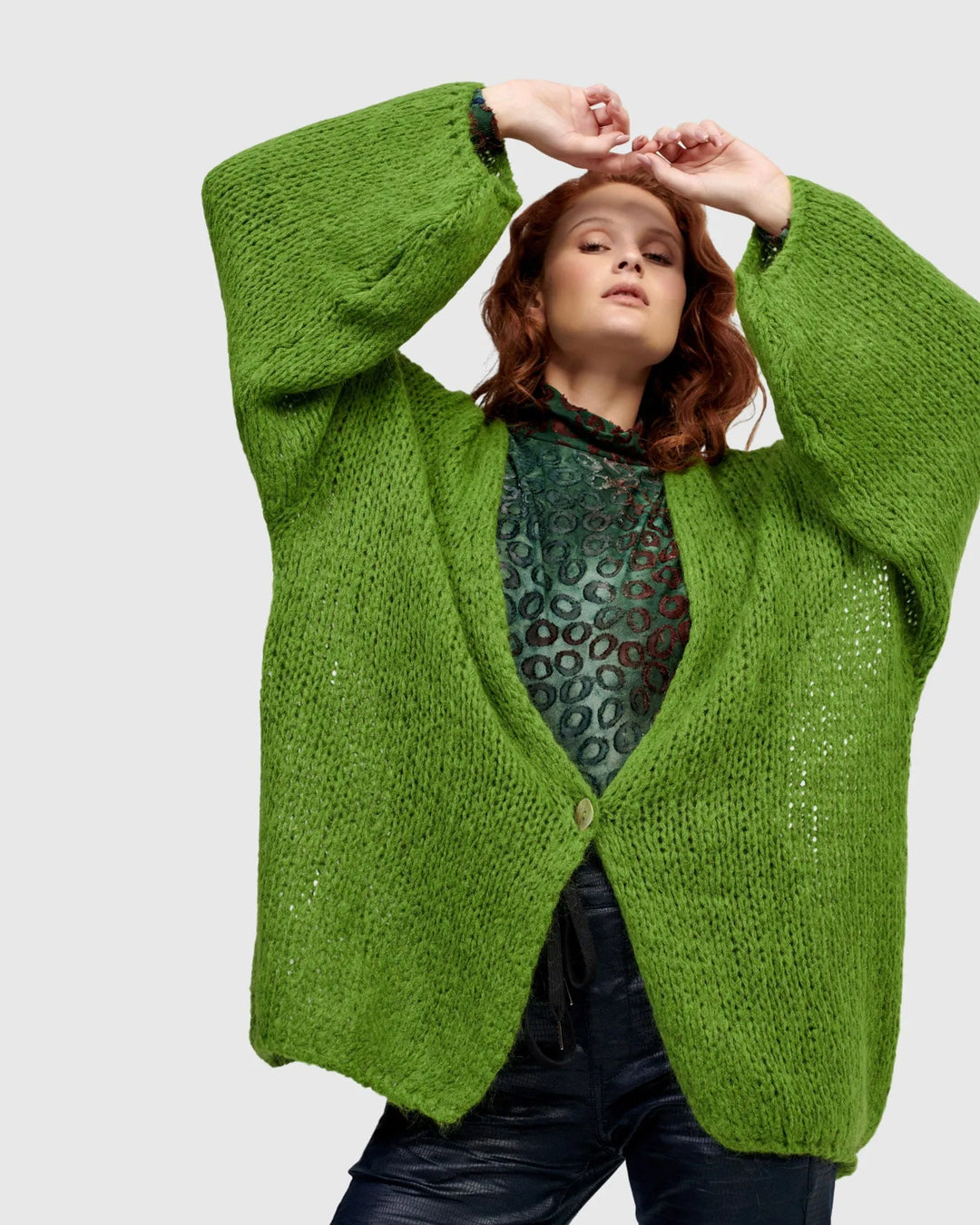 Edith Knit Cardigan, Green