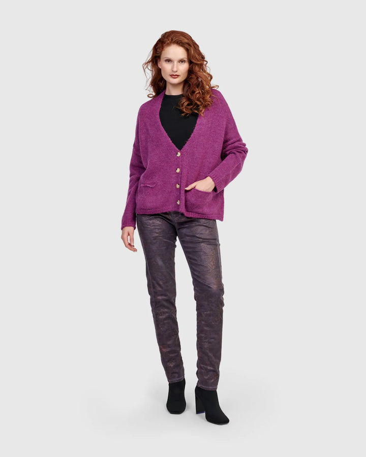 Diana Cropped Cardigan, Purple