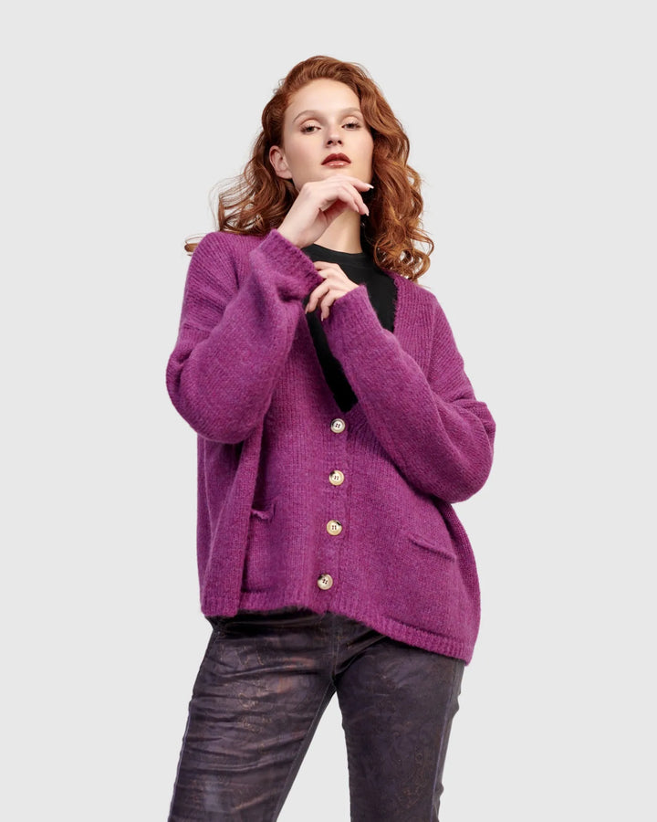 Diana Cropped Cardigan, Purple