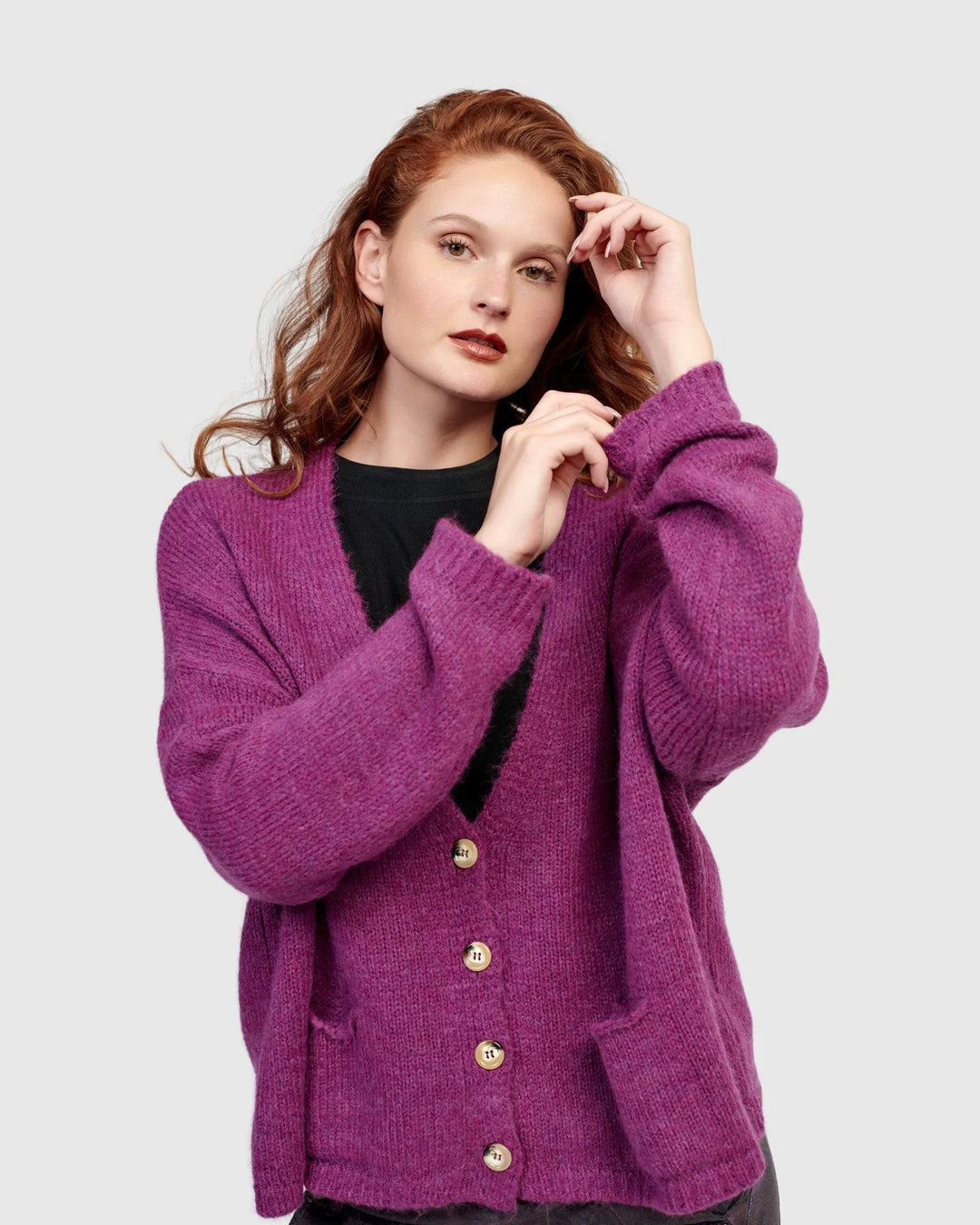 Diana Cropped Cardigan, Purple