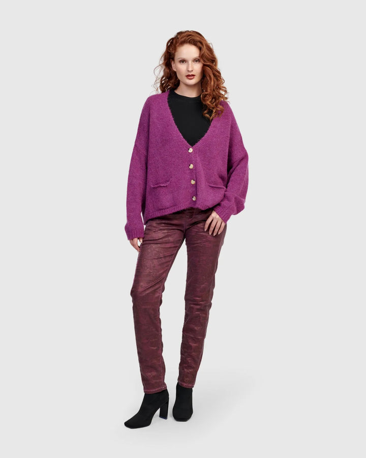 Diana Cropped Cardigan, Purple