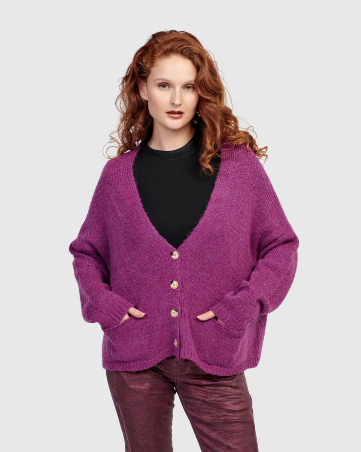 Diana Cropped Cardigan, Purple