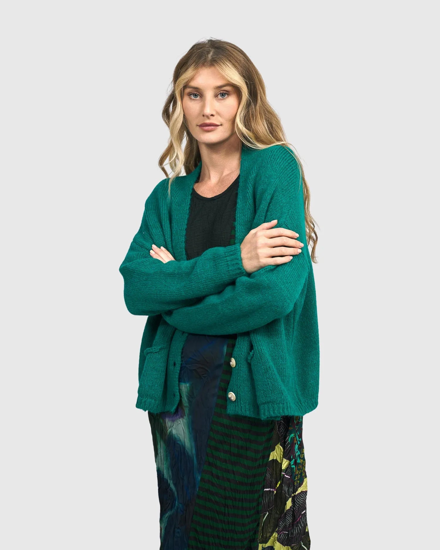 Diana Cropped Cardigan, Turquoise – Alembika U.S.