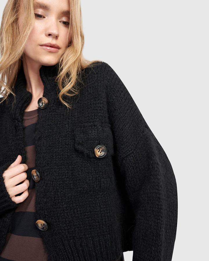 Trucker Cardigan, Black