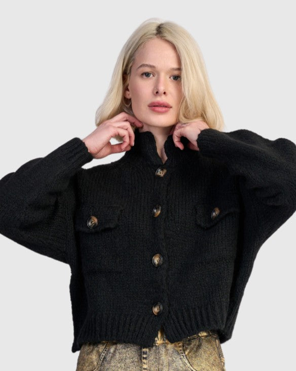 Trucker Cardigan, Black