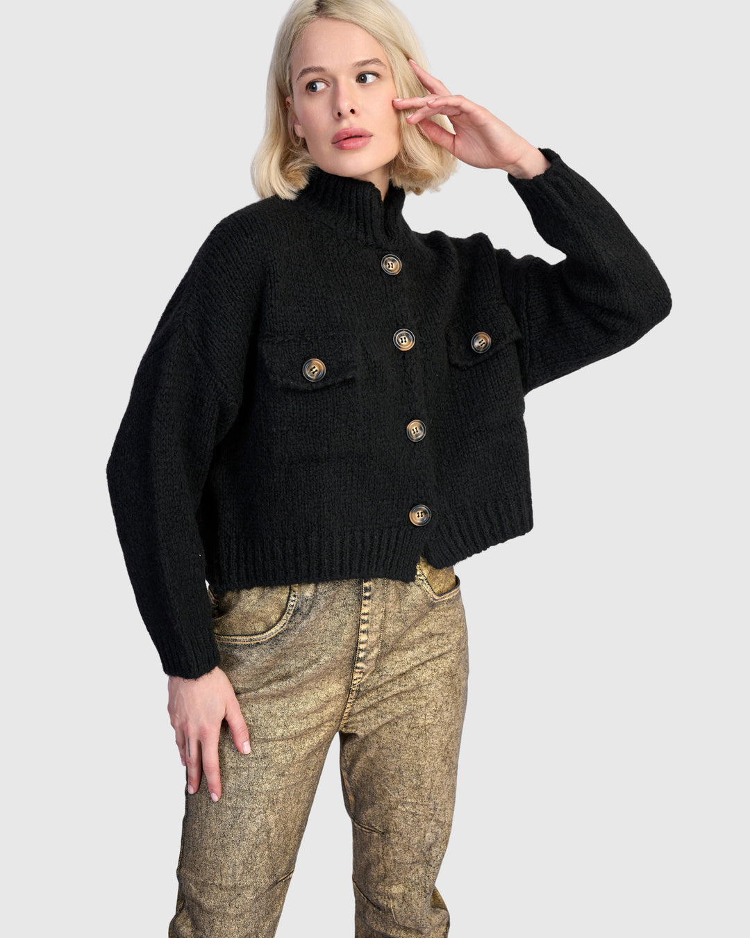 Trucker Cardigan, Black