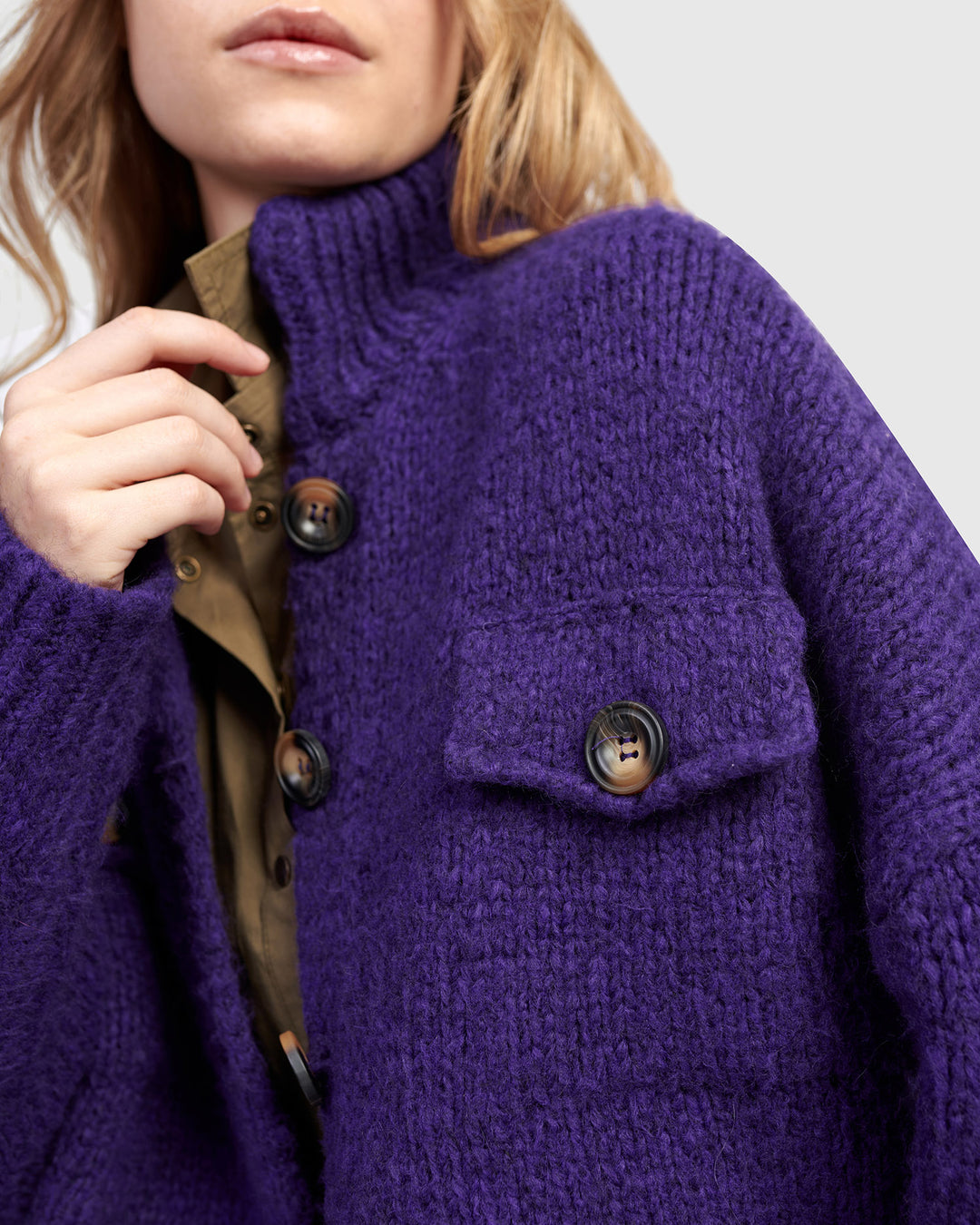 Trucker Cardigan, Purple