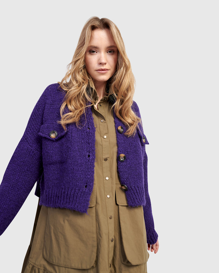 Trucker Cardigan, Purple