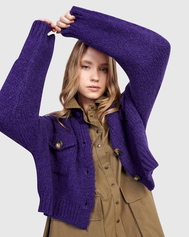 Trucker Cardigan, Purple
