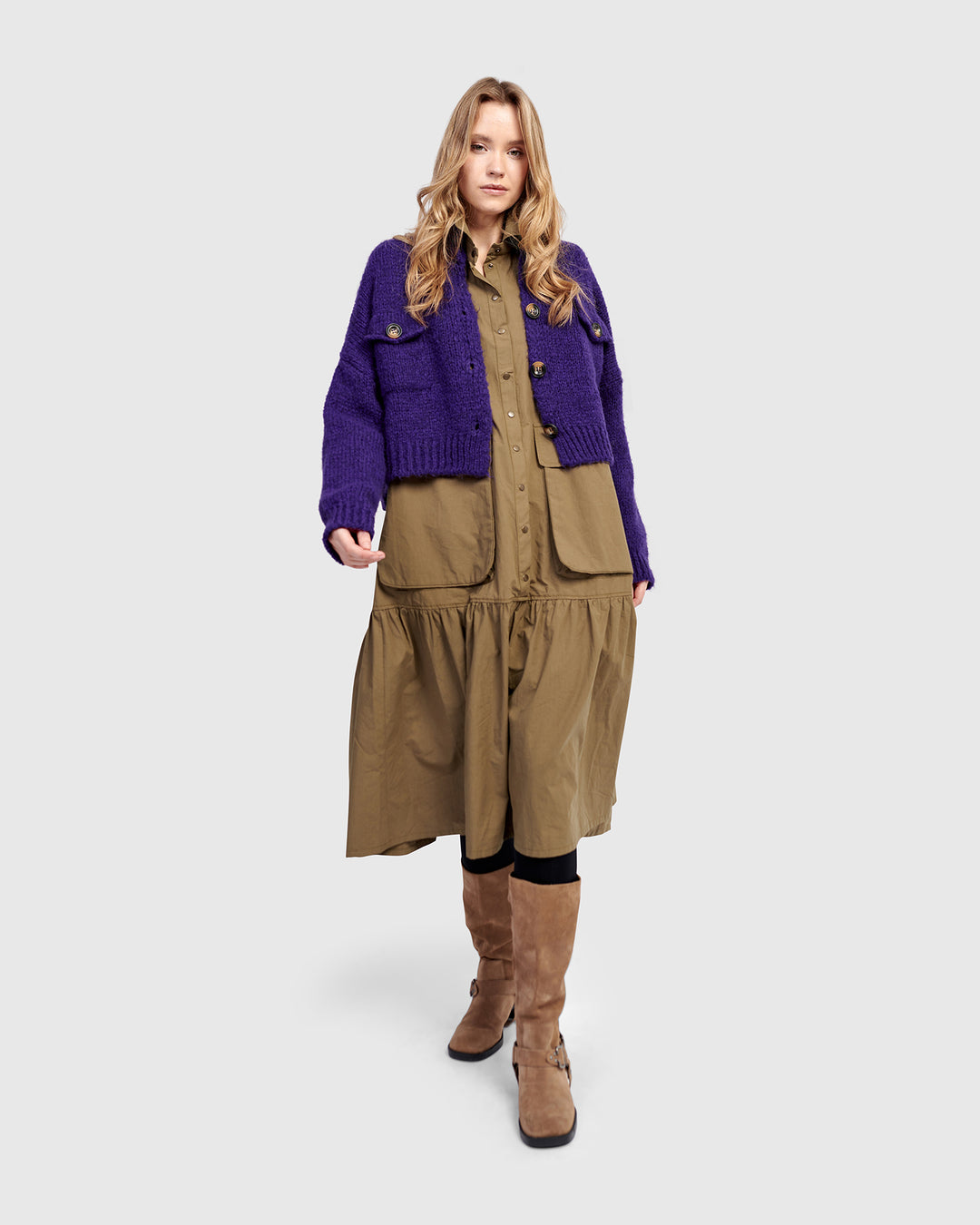 Trucker Cardigan, Purple