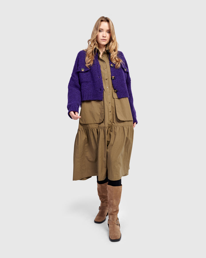 Trucker Cardigan, Purple