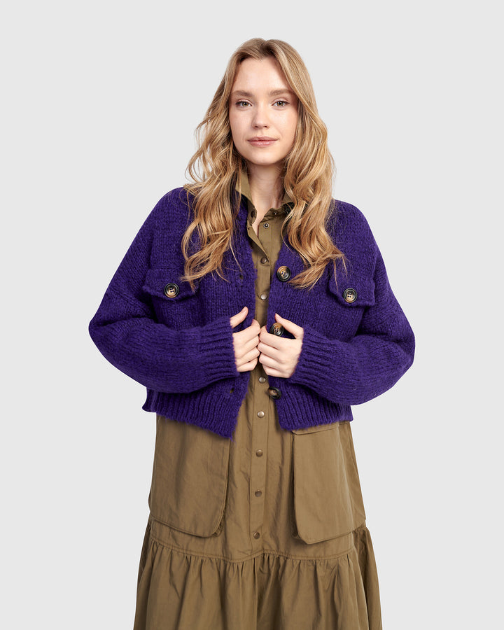 Trucker Cardigan, Purple