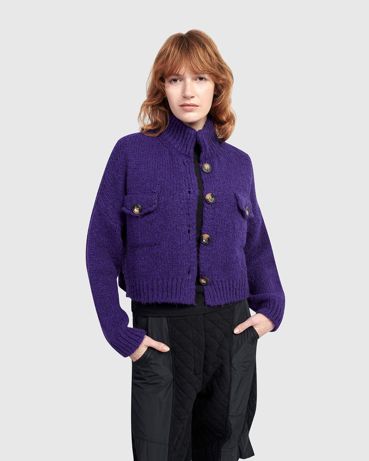 Trucker Cardigan, Purple