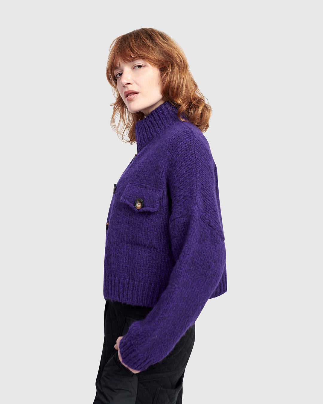 Trucker Cardigan, Purple