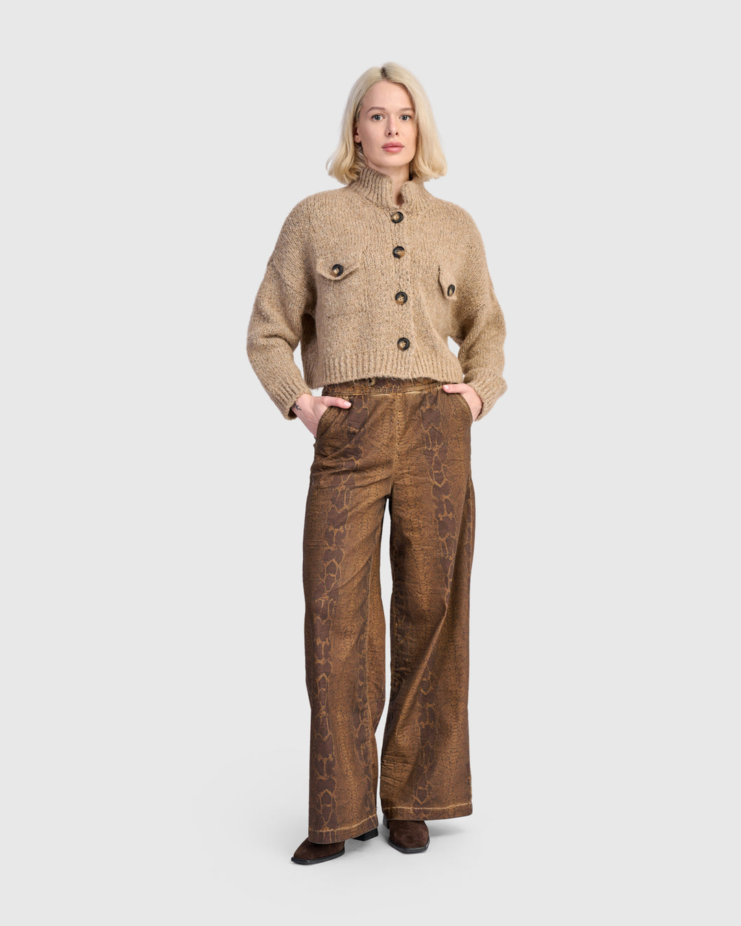 Python Wide Leg Stretch Jeans, Boa